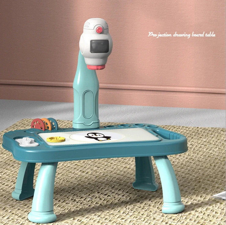 Children's magnetic projection drawing board with music function in blue and pink