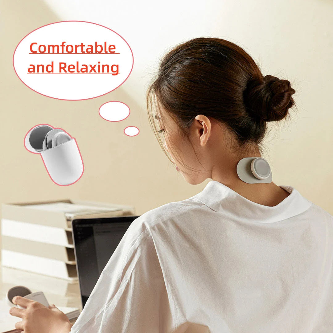 Compact Pocket Massager with low-frequency pulse technology for neck, back, and shoulder massage relief