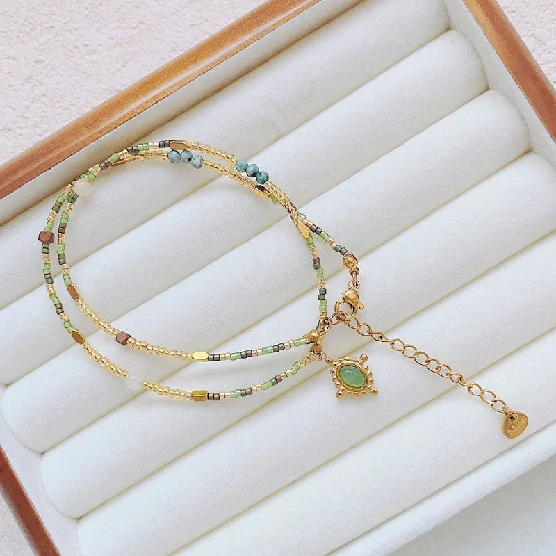 Maillard Colour Necklace with geometric pendant designs in titanium steel