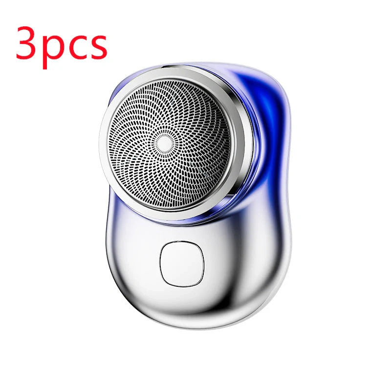 Mini Portable USB Rechargeable Electric Shaver for Men in black, blue, green, and silver
