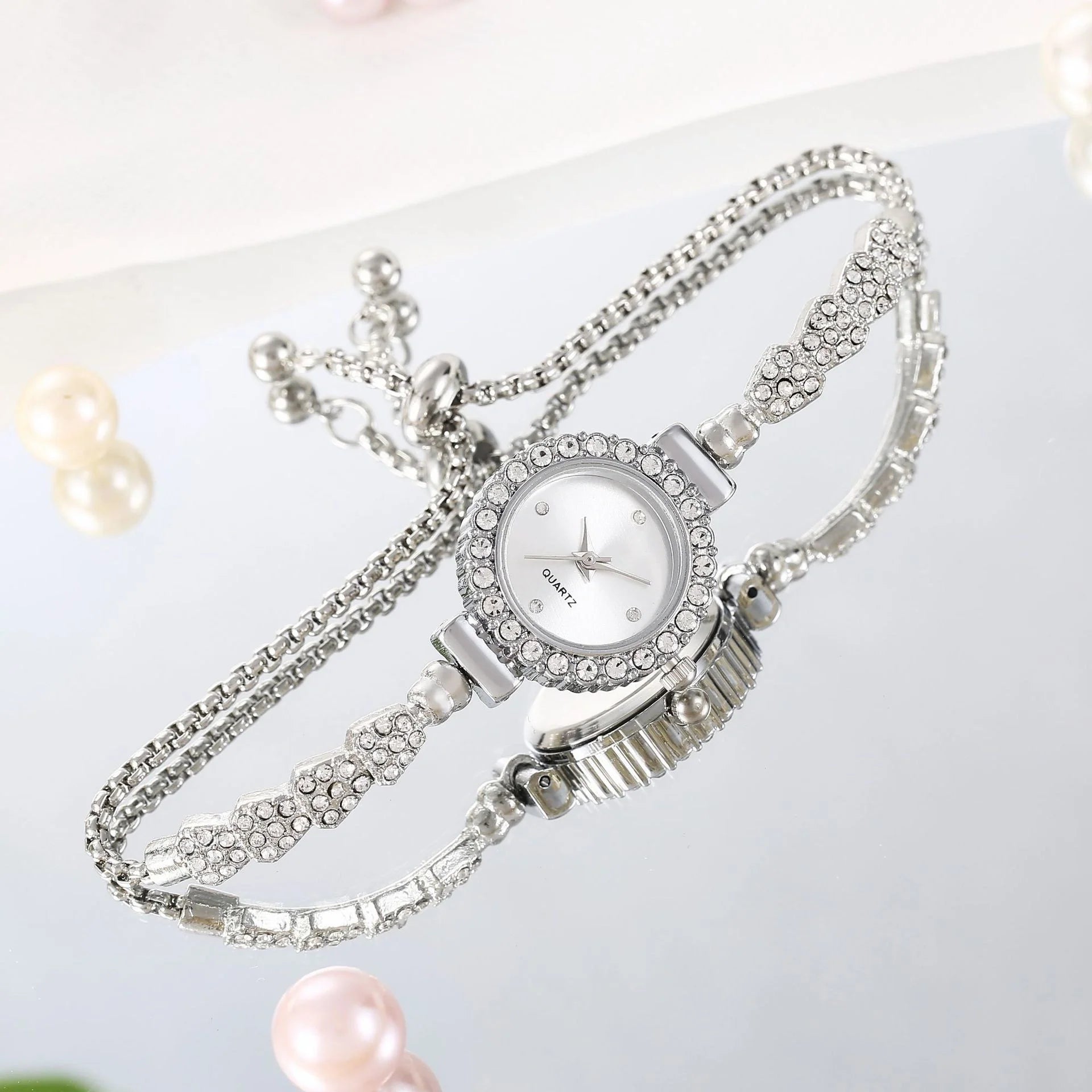 Gold Fine Strap Ladies Watch with jewellery buckle in six colours