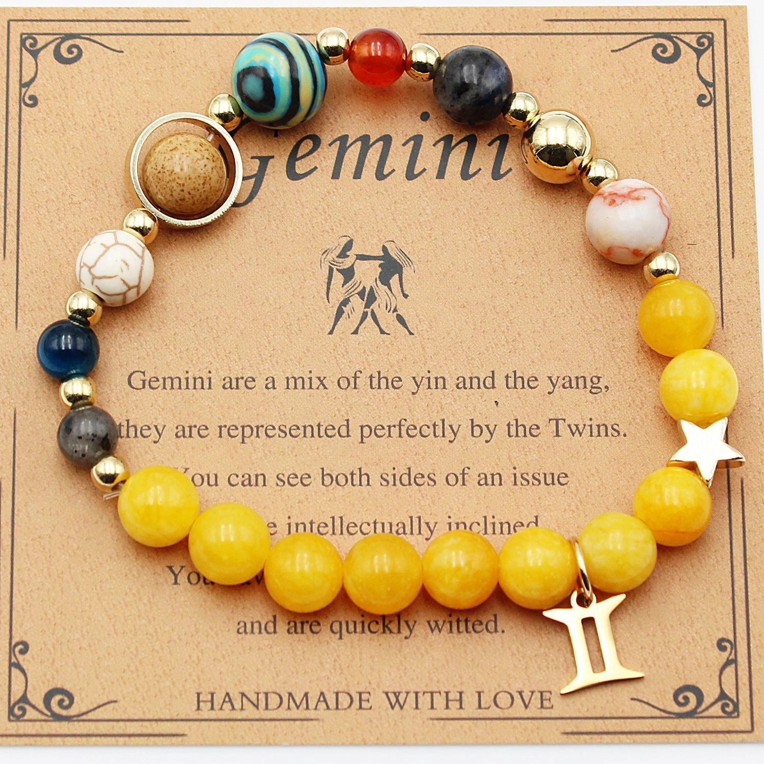 Morgan Stone Beaded Bracelet with twelve constellation designs