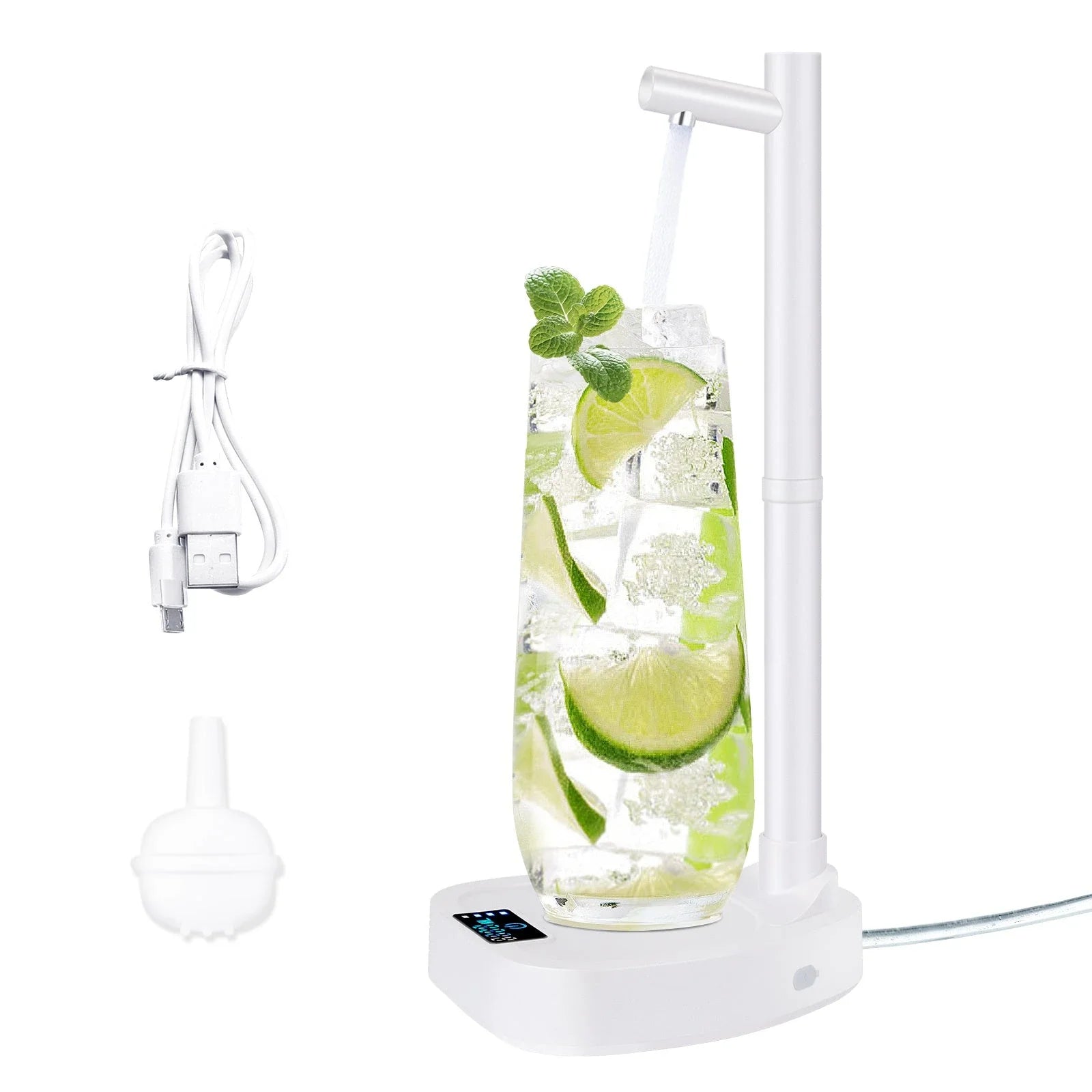 Rechargeable electric water dispenser with smart 8-stage capacity selection, hands-free operation, and extended water pipe for versatile use
