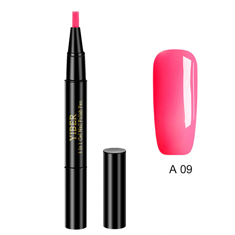 3-in-1 Gel Nail Varnish Pen with Glitter for easy one-step nail art