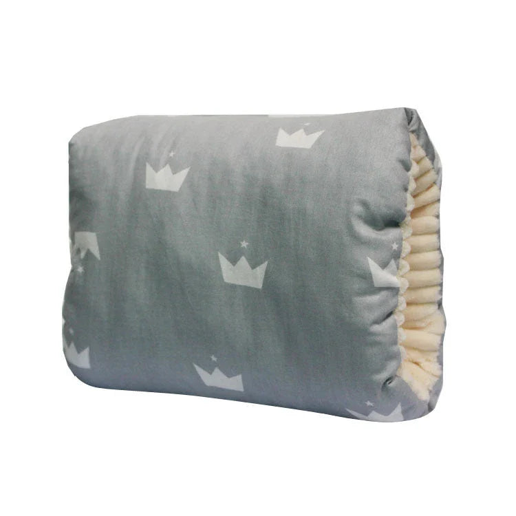 Adjustable baby nursing arm pillow in various colors and patterns, including dark blue, gray, pink, and more. Features soft, breathable cotton fabric and an ergonomic design to support breastfeeding mothers.