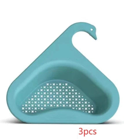 Swan-shaped kitchen sink hanging basket for drying fruits and vegetables