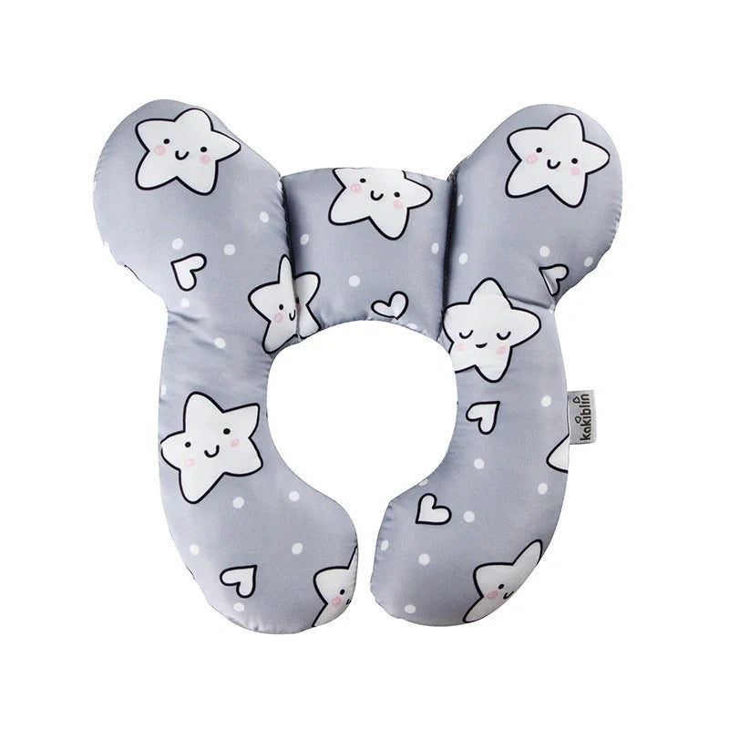 U-shaped baby head support pillow in pure cotton for car safety seats