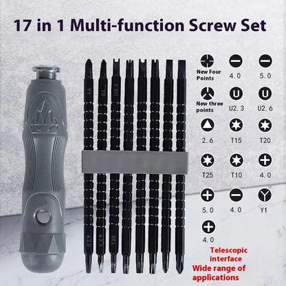 Premium 17-in-1 Magnetic Screwdriver Set, featuring chrome vanadium steel construction and a range of precision heads for diverse applications.