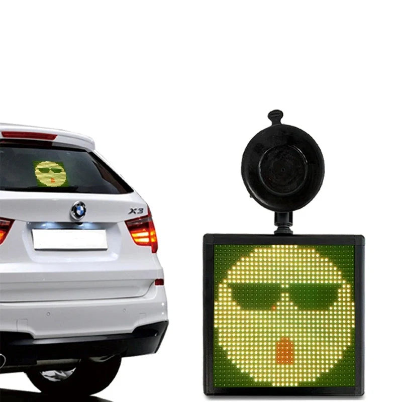 Car Rear Window LED Emoticon Screen displaying vibrant messages