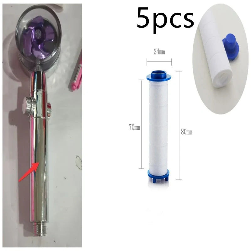 Turbo Propeller Shower Head in various colours with 360-degree fan extension
