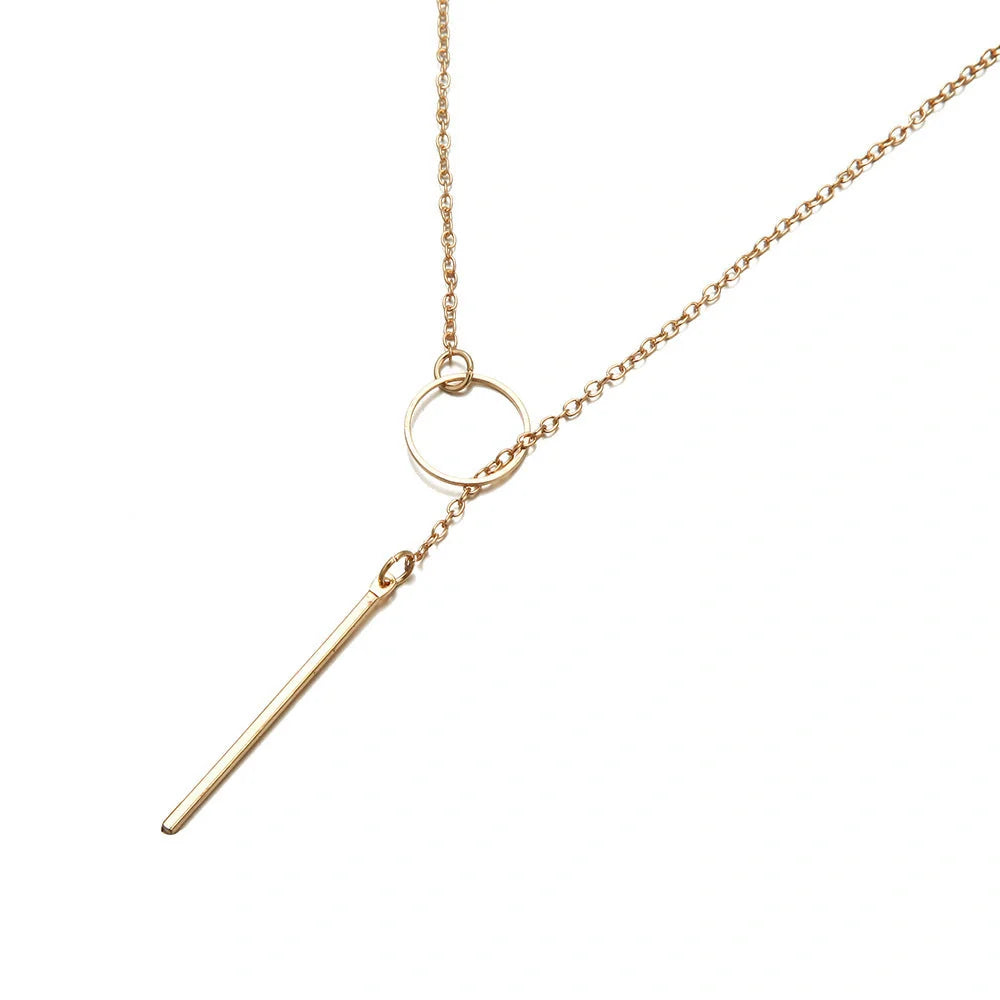 Personalised alloy geometric clavicle chain necklace in gold finish
