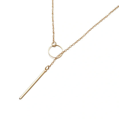 Personalised alloy geometric clavicle chain necklace in gold finish