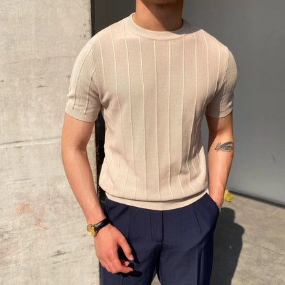 Men's lightweight knitted short sleeve T-shirt in various colours