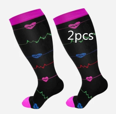 Plus-sized compression socks with bamboo fiber blend for breathability and comfort