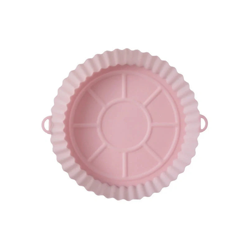 Round silicone baking tray mat for air fryer in various colours