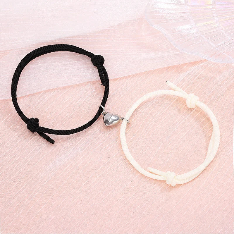 Stylish magnetic couple bracelets with heart design in various colors
