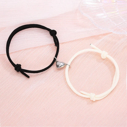 Stylish magnetic couple bracelets with heart design in various colors