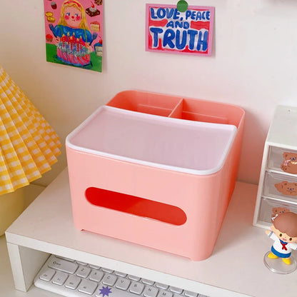 Stylish tissue box organiser with mobile phone holder in various colours for living room decor