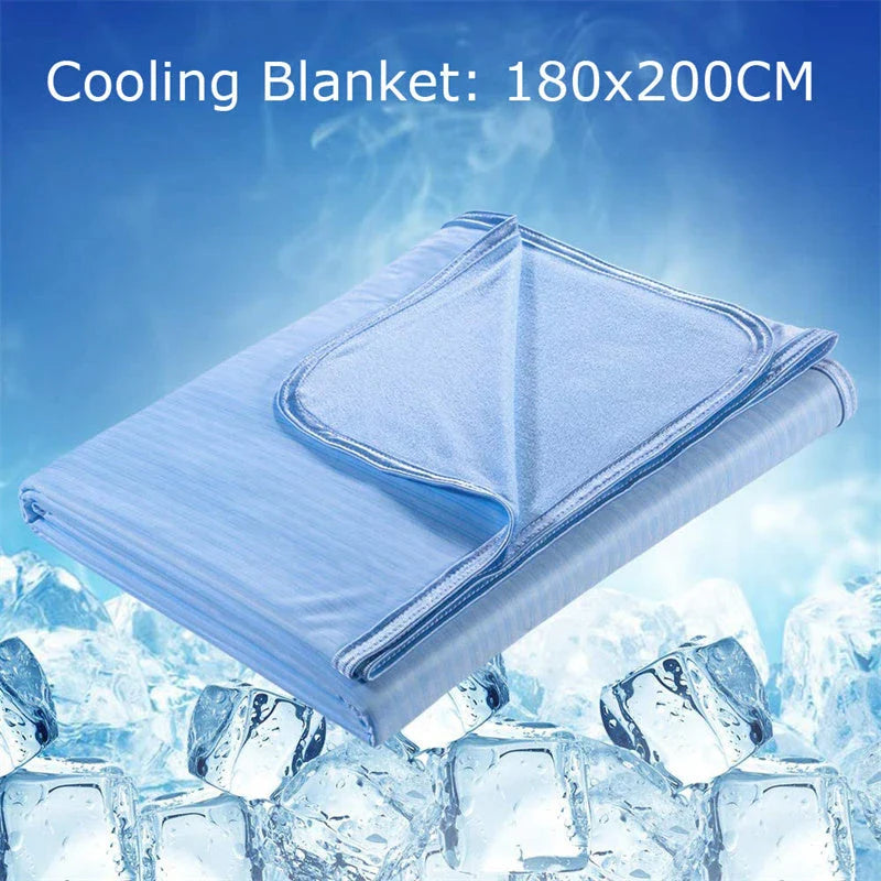 A premium polyester cooling blanket with innovative Japanese cooling fibers that provides refreshing temperature regulation for a comfortable sleep experience
