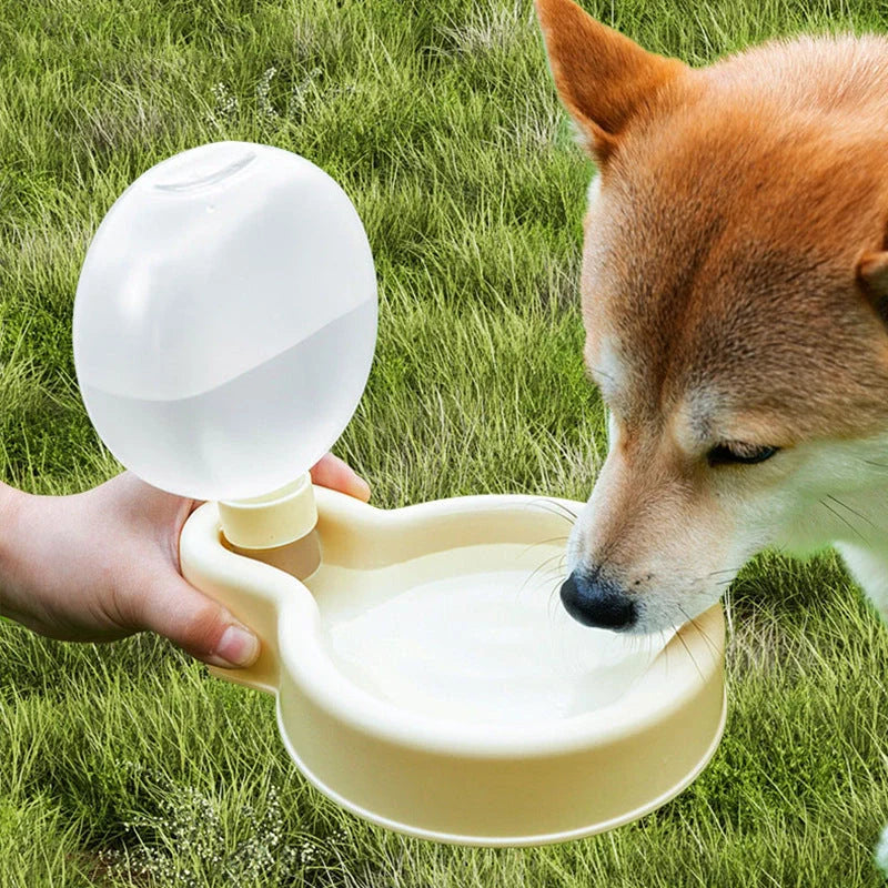 500ml portable pet water bottle with foldable drinking bowl for outdoor use