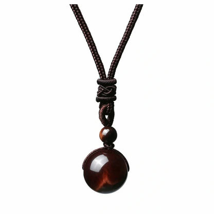 Stylish 16mm Natural Obsidian and Amethyst Pendant Necklace for Women and Men