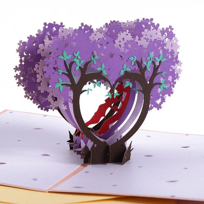 Elegant 3D pop-up wedding and anniversary greeting cards with laser-cut designs in a variety of romantic themes