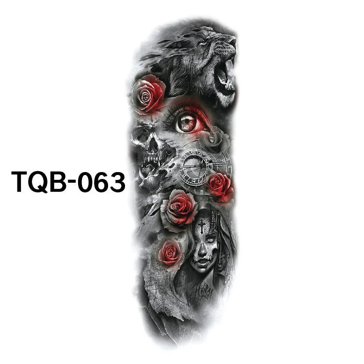 Waterproof Full Arm Tattoo Sticker in various colours for temporary body art