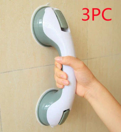 Durable ABS plastic bathroom handrail with suction cups for anti-skid safety support