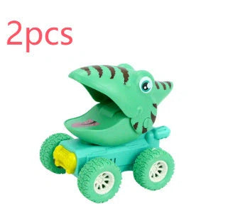 Dinosaur and animal themed push and slide toy car for kids, encouraging active play and imagination.