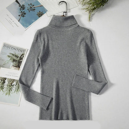 Solid Colour Pit Strip Knit Pullover Turtleneck Sweater in various colours