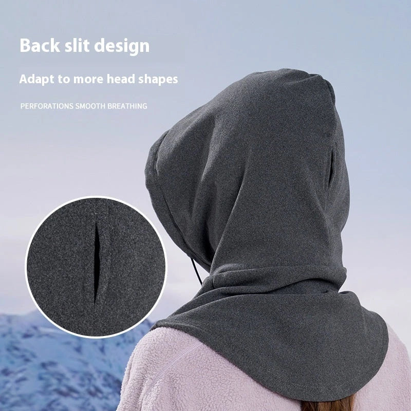 Adjustable thermal fleece scarf neck warmer in black, dark gray, light gray, and pink colors