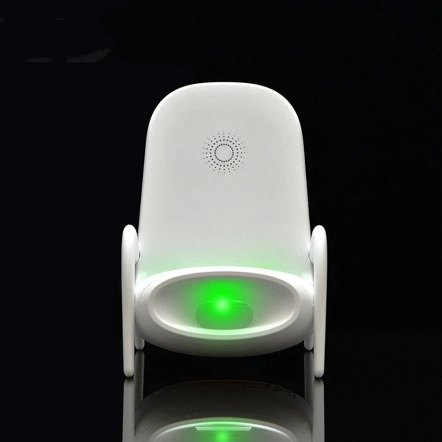 Stylish wireless charging stand with premium materials and fast Qi charging capabilities for Apple and Android smartphones