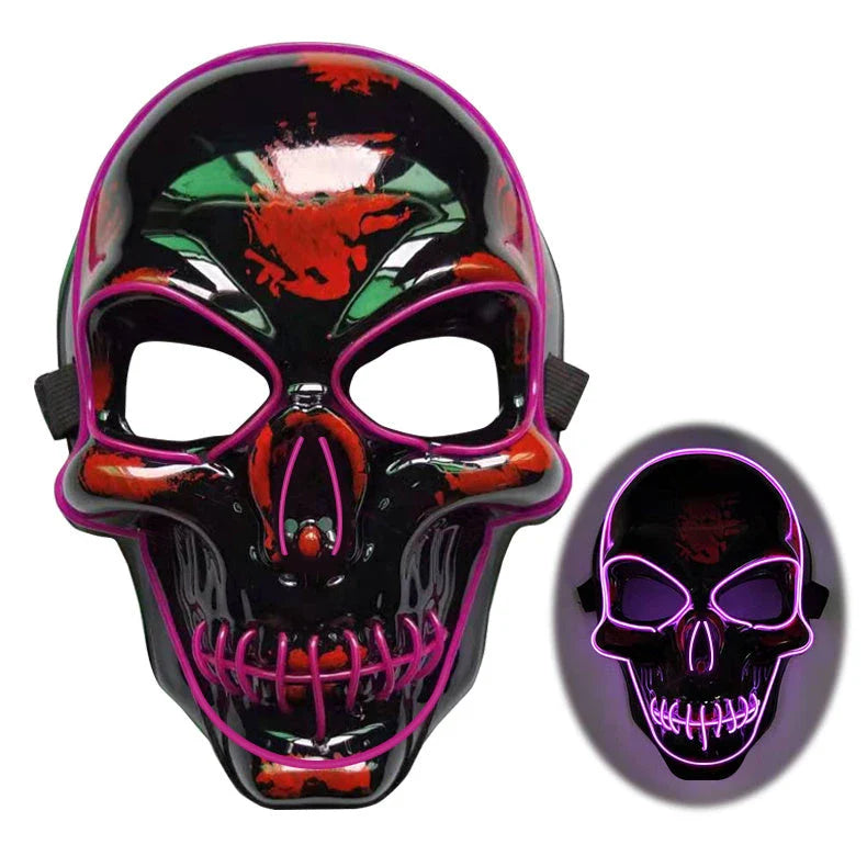 Spooktacular LED Skeleton Mask in a variety of vibrant colours, featuring four lighting modes for the perfect eerie ambiance