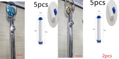 Turbo Propeller Shower Head in various colours with 360-degree fan extension
