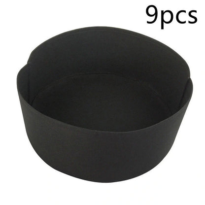 Round black and green fabric grow bags for garden plants with automatic drainage