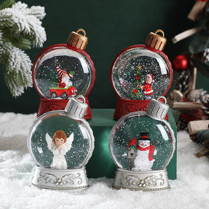 Luminous Christmas decoration with flame-like LED lighting, available in various festive designs including an old man, snowman, children's tree, and angel figure