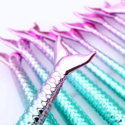 11-piece mermaid themed makeup brush set with synthetic fibres for flawless application