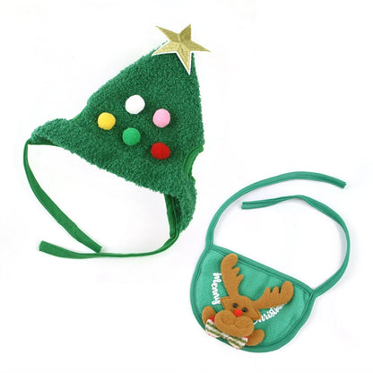 Christmas pet costume in velvet with antlers and bib for winter warmth