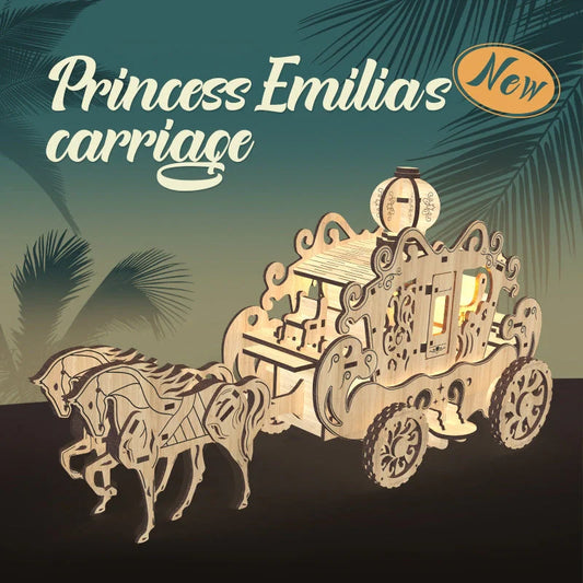 Exquisite wooden puzzle toy depicting Princess Amelia's classic carriage, showcasing British craftsmanship and timeless elegance.