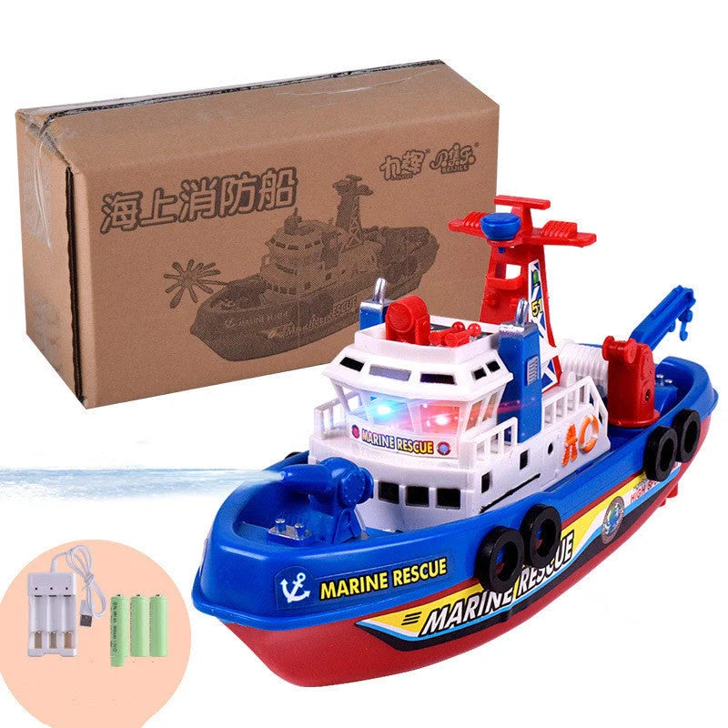 Toddler bath toys featuring an electric boat and three penguin sprinklers for fun bath time