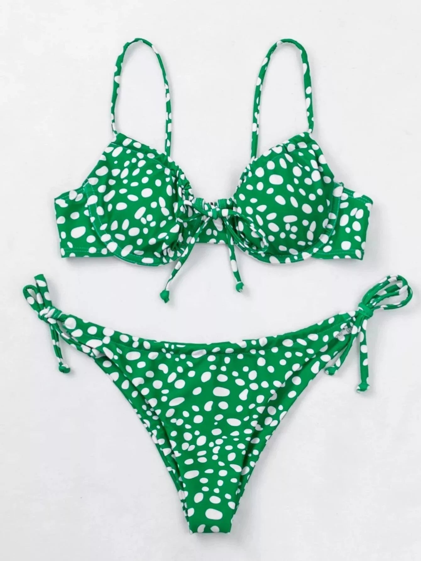Women's green and purple split swimsuit bikini in polyester, sizes S to L