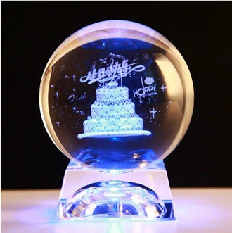 LED Music Box with luminous crystal ball showcasing Milky Way or Solar System 3D perspective