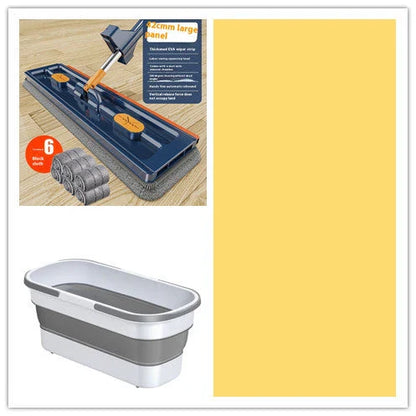 Premium 360° Rotating Flat Mop with Stainless Steel Handle and Self-Dewatering Scraper for Effortless Floor Cleaning