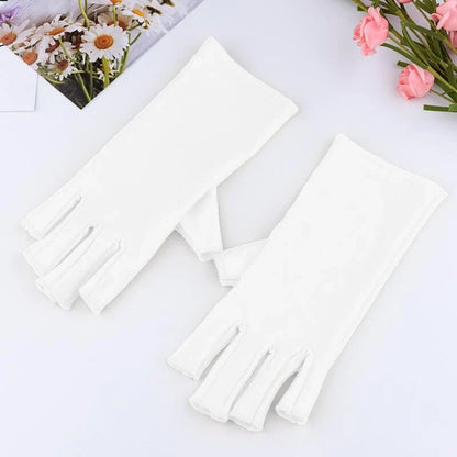Stylish UV protection manicure gloves in various colours for safe nail care