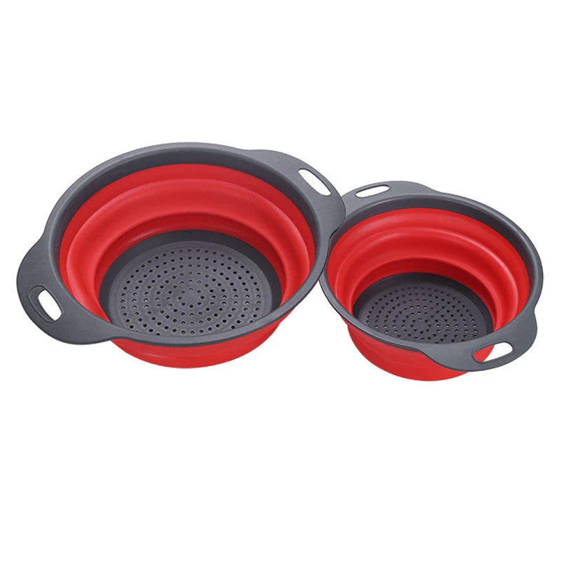 Premium collapsible silicone colander for rinsing, draining, and storing fruits and vegetables in the kitchen