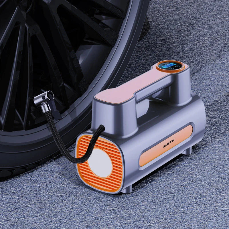 12V DC Portable Tire Inflator with digital display and LED light