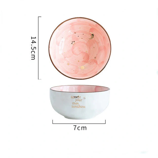 Premium Nordic-style ceramic breakfast bowl set with star-shaped pattern and glossy finish