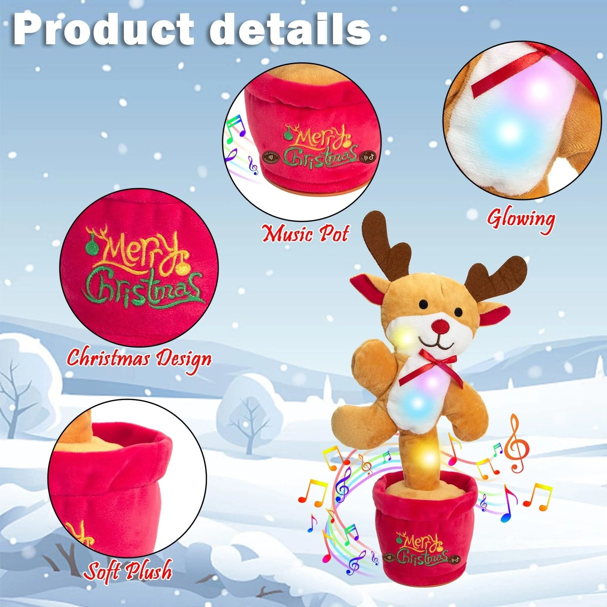 Dancing Christmas Tree Electronic Plush Toy with singing and recording features