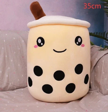 Strawberry Milk Tea Plush Boba Toy Pillow in various colours and sizes