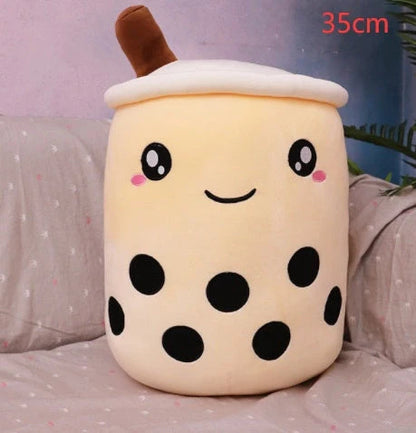 Strawberry Milk Tea Plush Boba Toy Pillow in various colours and sizes